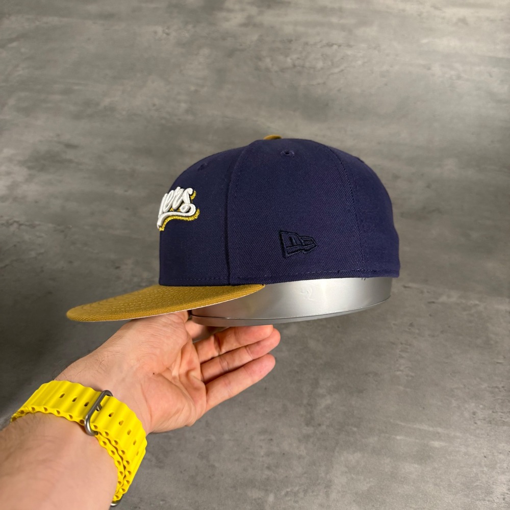 Hat Club Milwaukee Brewers New Era Cap 7 1/4 Beer Pack Navy Gold 2 Tone Patch - Picture 4 of 7